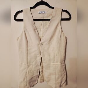 Princess Polly Top Vest Sz S Babydoll Halter Linen Blend Festival Beachy Cottage